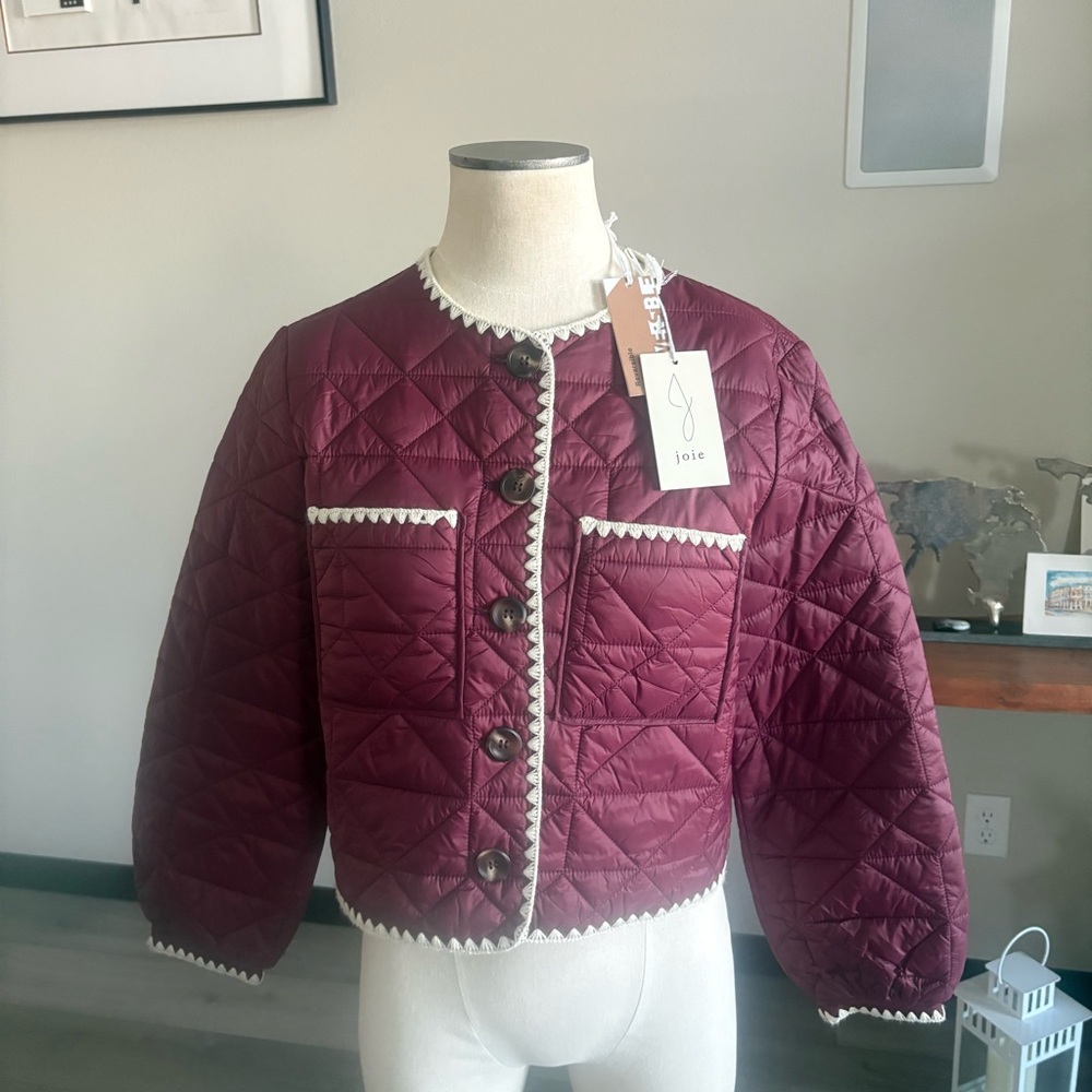 Joie Burgundy/ Navy Reversible Quilted Jacket